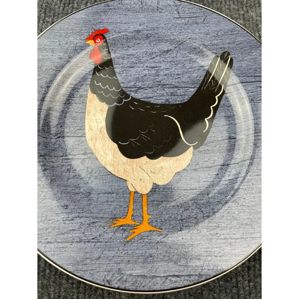 Warren Kimble Brandon House Country Quartet Rooster Stoneware Plates Set 4 8.25